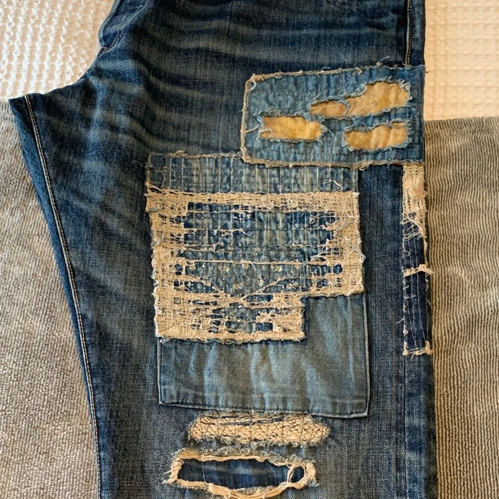 Polo by Ralph Lauren Patchwork Distressed Blue Men's Jeans - Picture 2 of 14